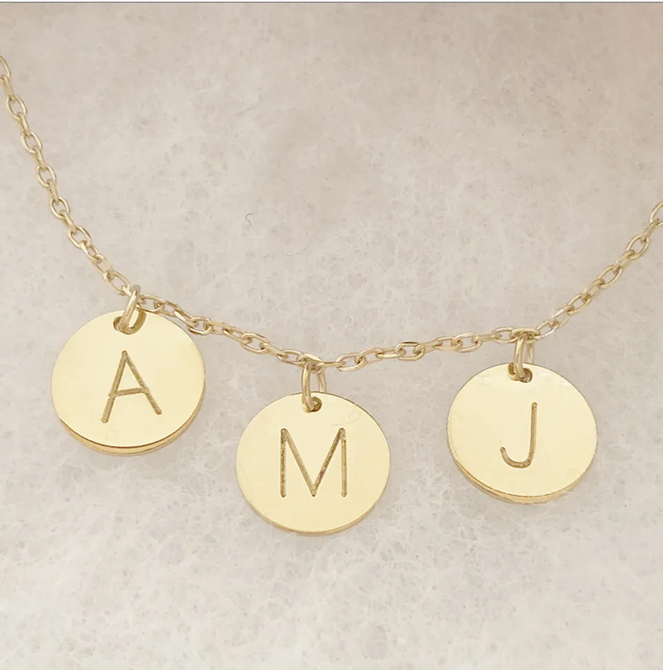 Personalized Initial Disc Necklace - up to 5 discs