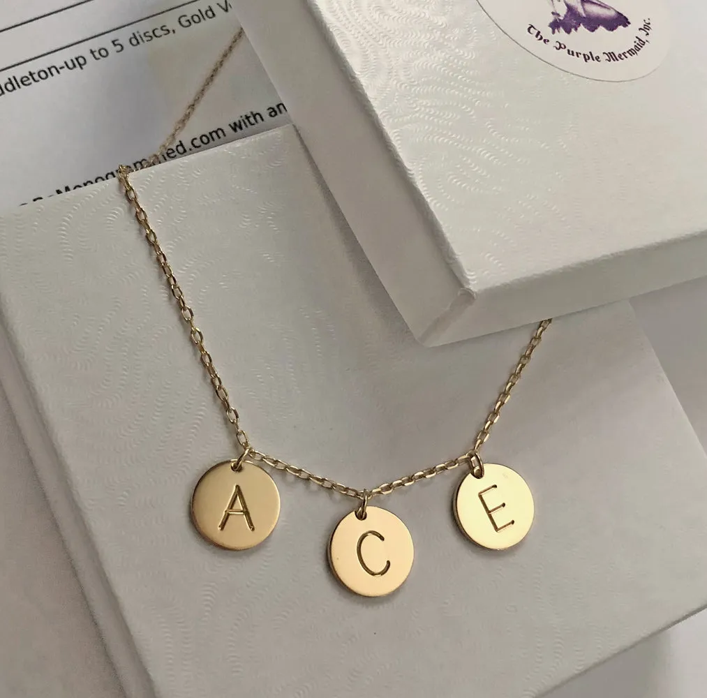 Personalized Initial Disc Necklace - up to 5 discs