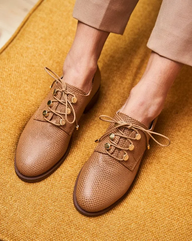 Piccadilly Recycled Grain Leather Vegan Derby | Camel Python