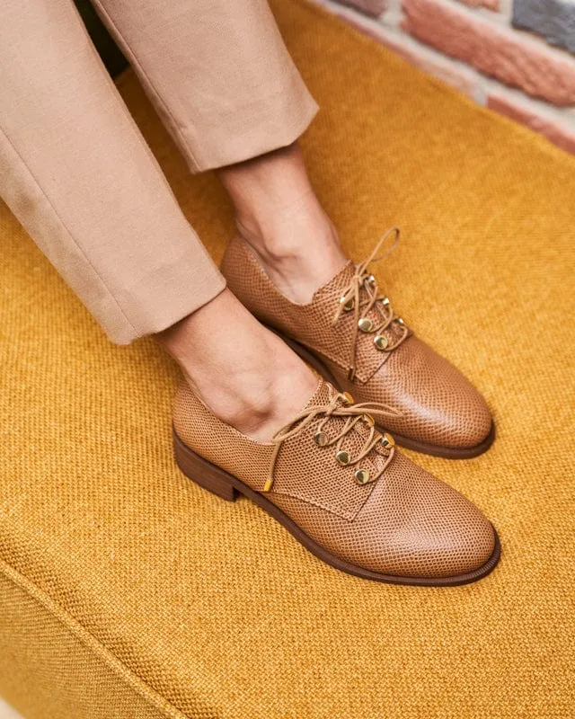 Piccadilly Recycled Grain Leather Vegan Derby | Camel Python