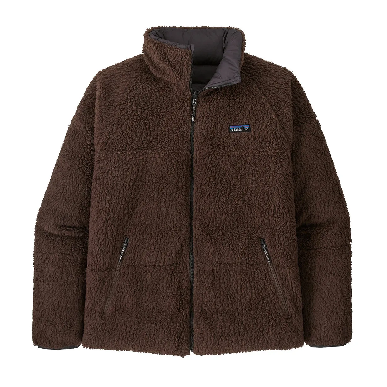 Piumino Patagonia Reversible Silent Down Fleece Nero / Marrone