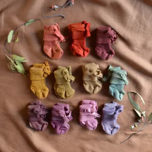 Plant Dyed Newborn Wool Baby Socks with Ties (0-3m)