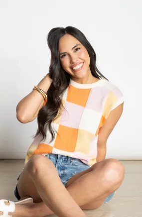 PRE-ORDER: Fun Flirt Color Block Checker Top