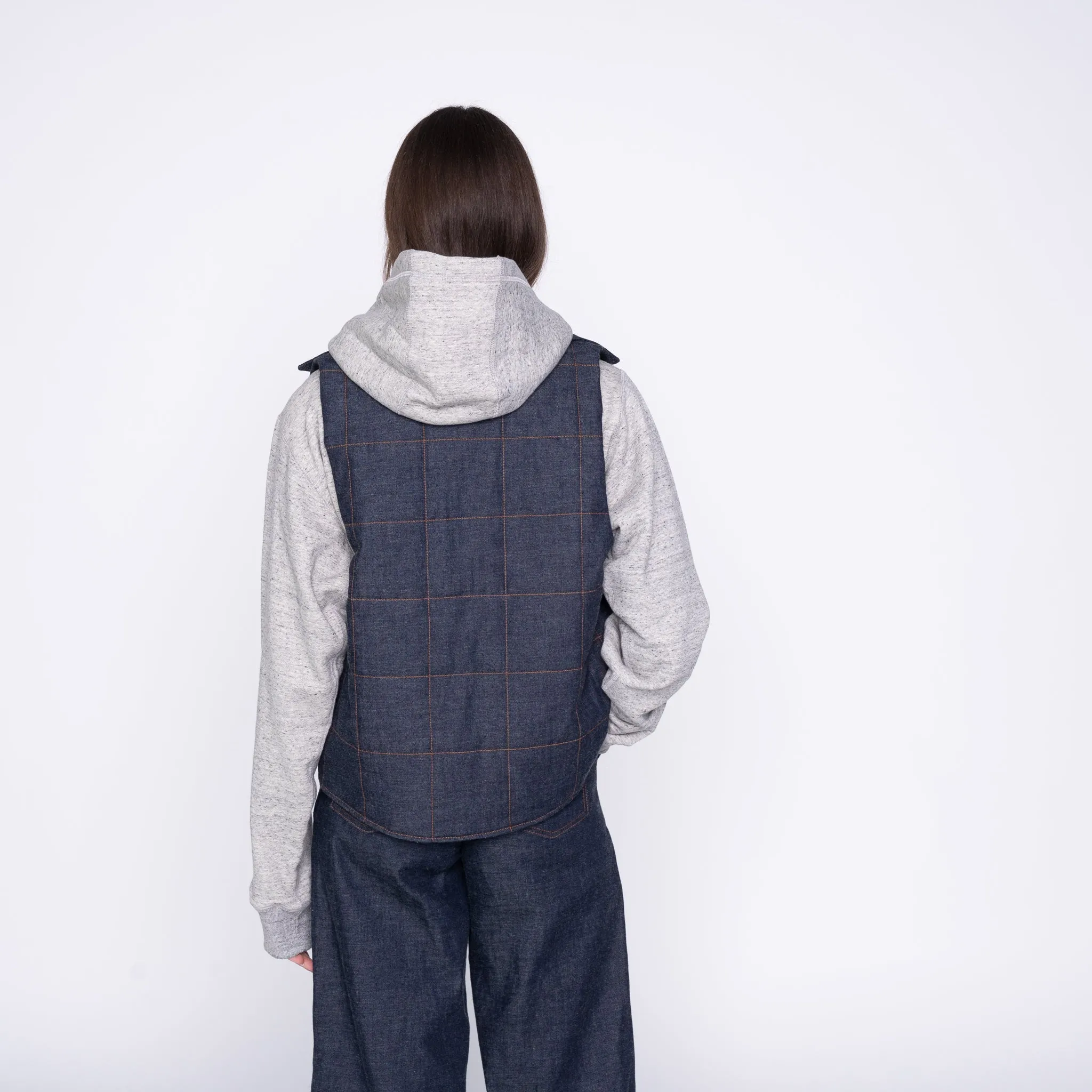 Quilted Vest - Slub Nep Rinsed - Indigo