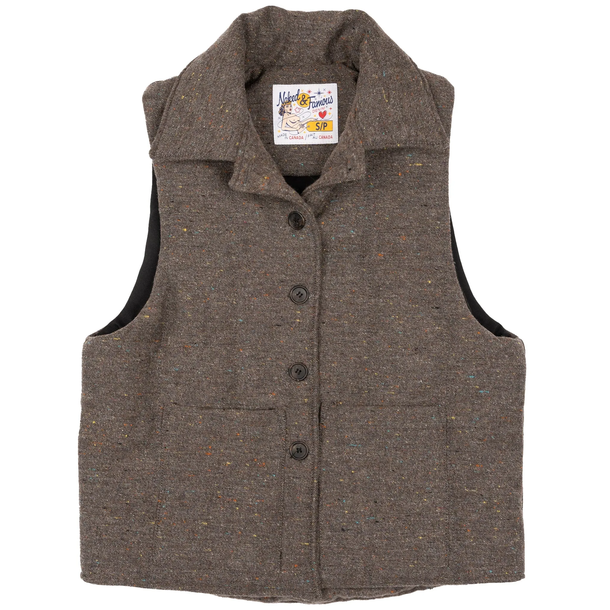 Quilted Vest - Wool Multi Nep - Brown