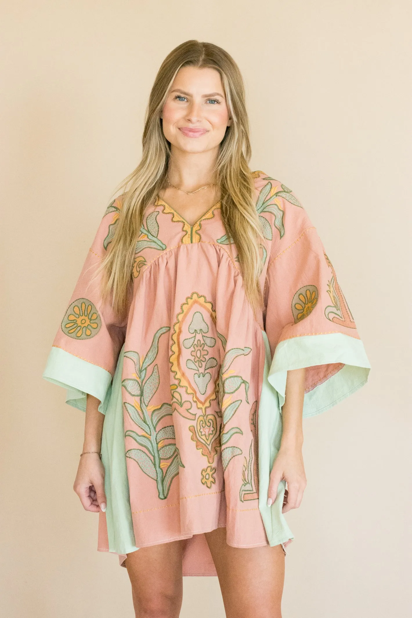 Reveal Your Heart Terra Cotta Embroidery Dress