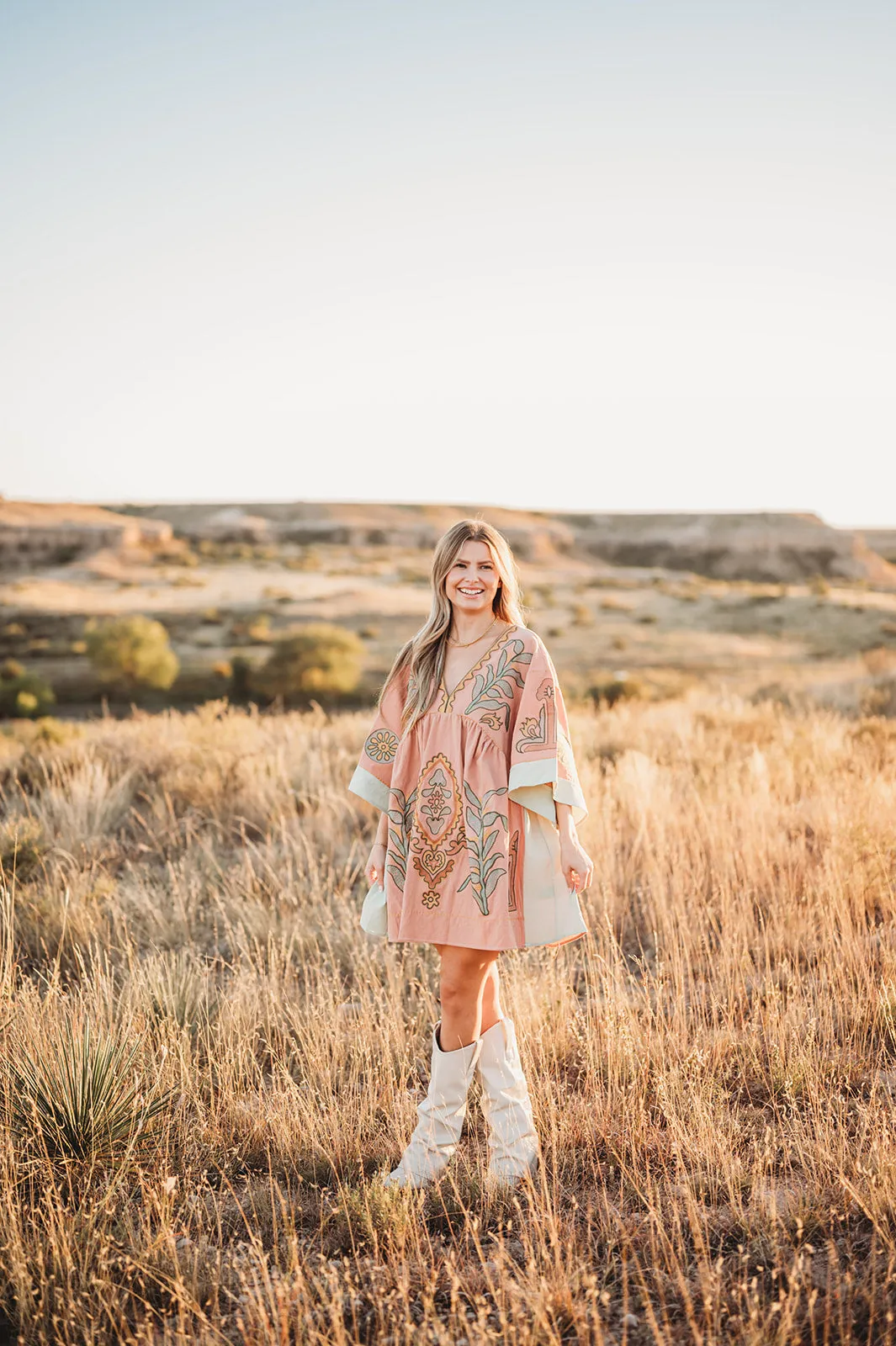 Reveal Your Heart Terra Cotta Embroidery Dress