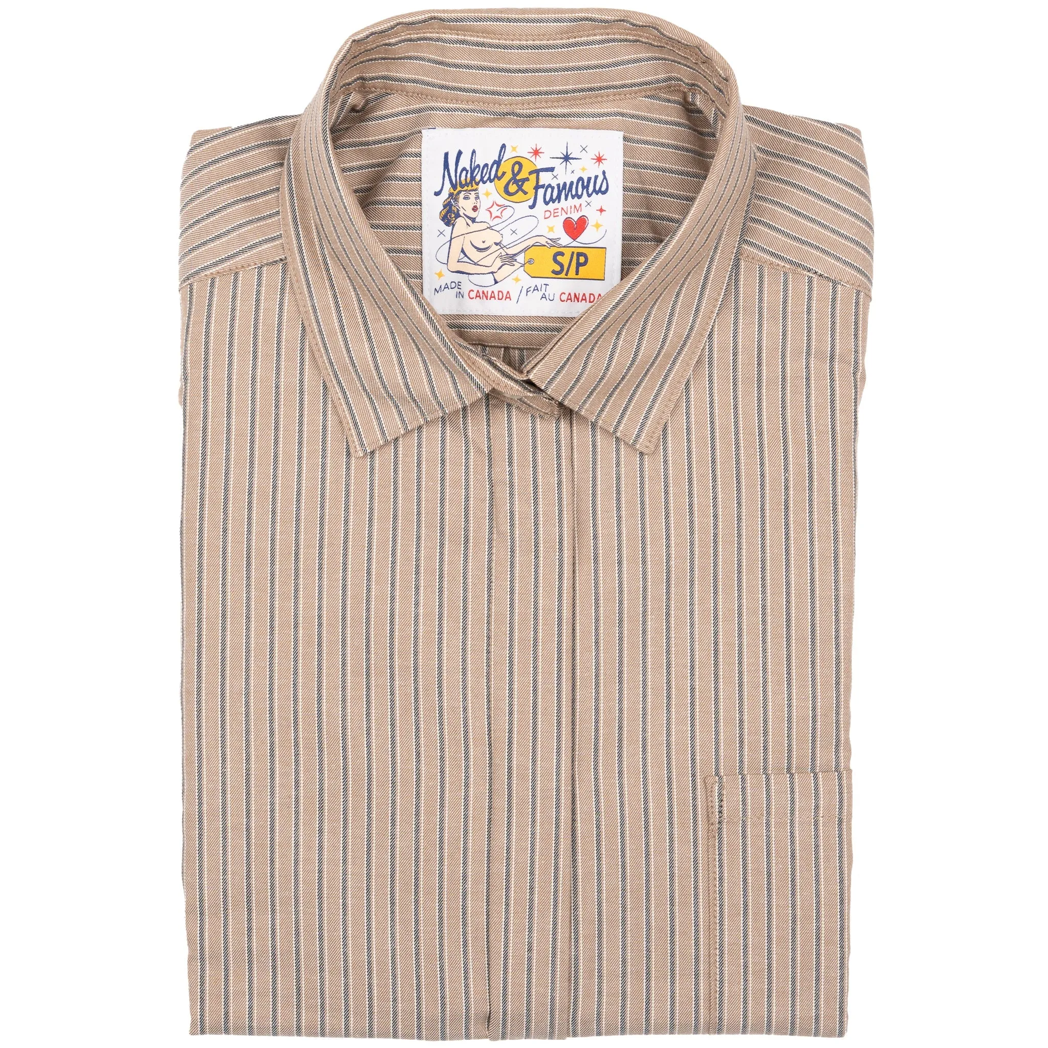 Roomy Shirt - Soft Finish Classic Stripe - Taupe