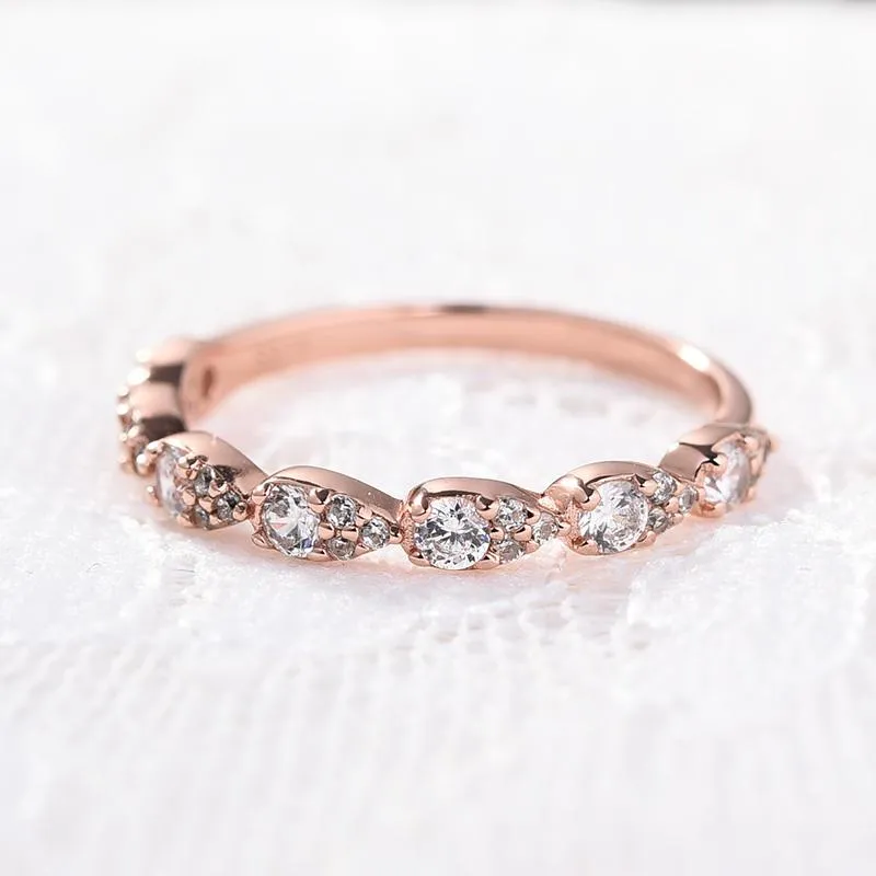 Rose Golden Tone Pear Design Stackable Wedding Band