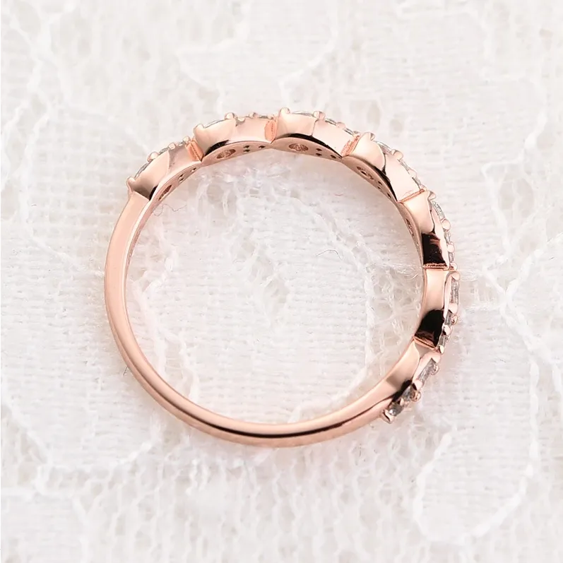 Rose Golden Tone Pear Design Stackable Wedding Band