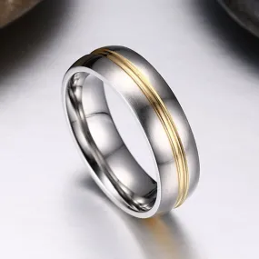 Simple Design Gold Inlay Titanium Wedding Band For Men