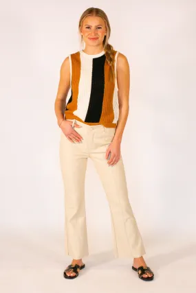 Sleek Perfection Ecru Faux-Leather Pant