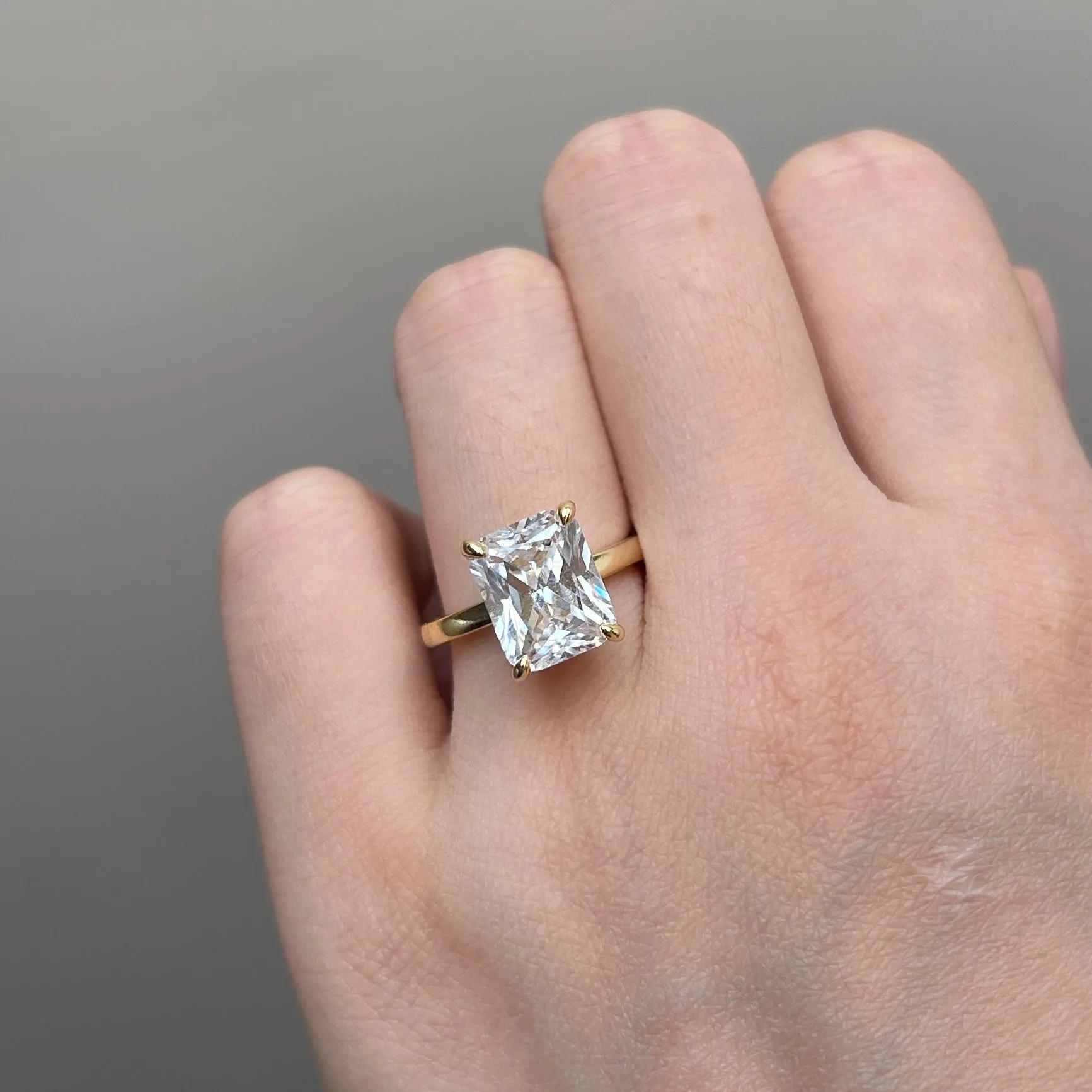 Stunning Radiant Cut Engagement Ring In Sterling Silver