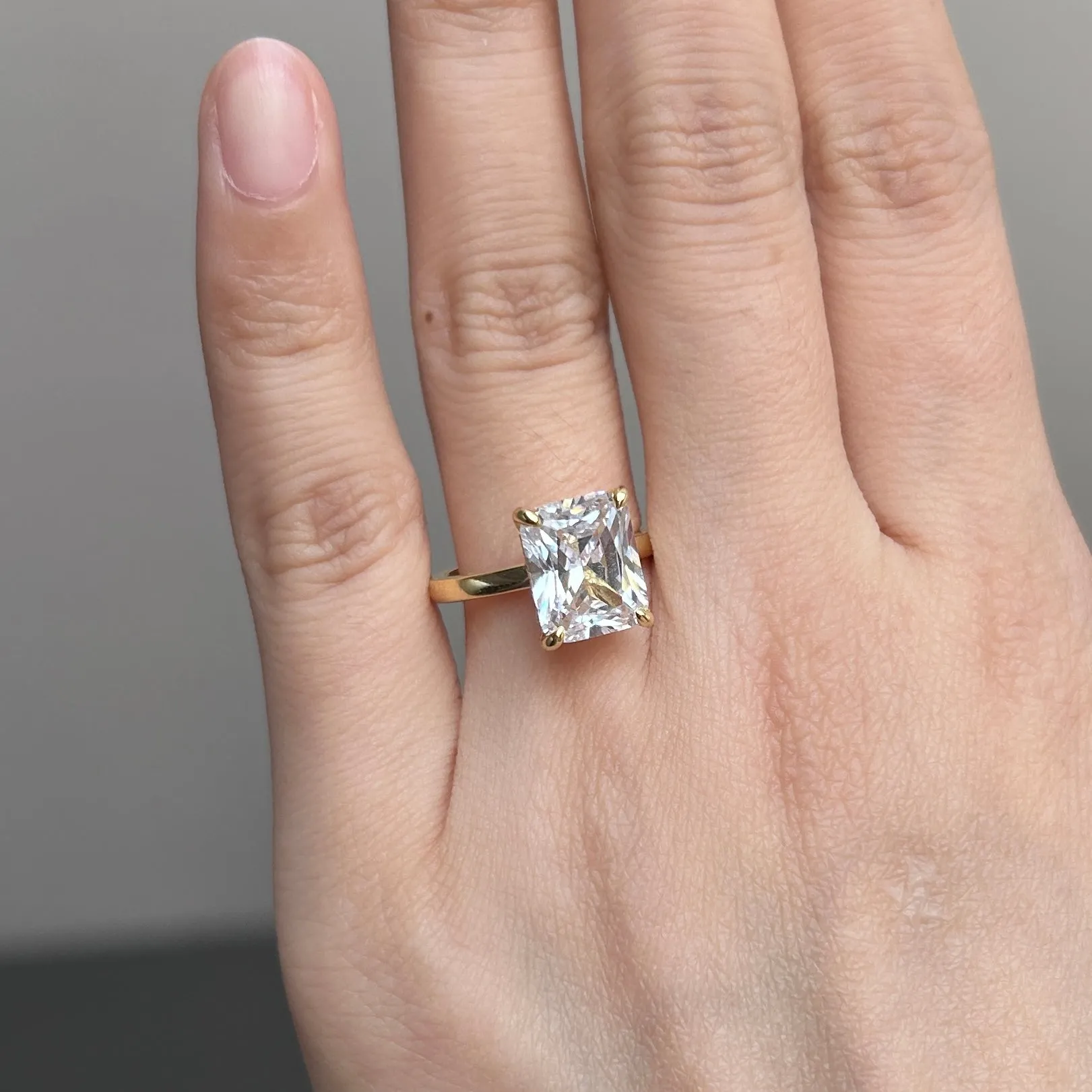 Stunning Radiant Cut Engagement Ring In Sterling Silver