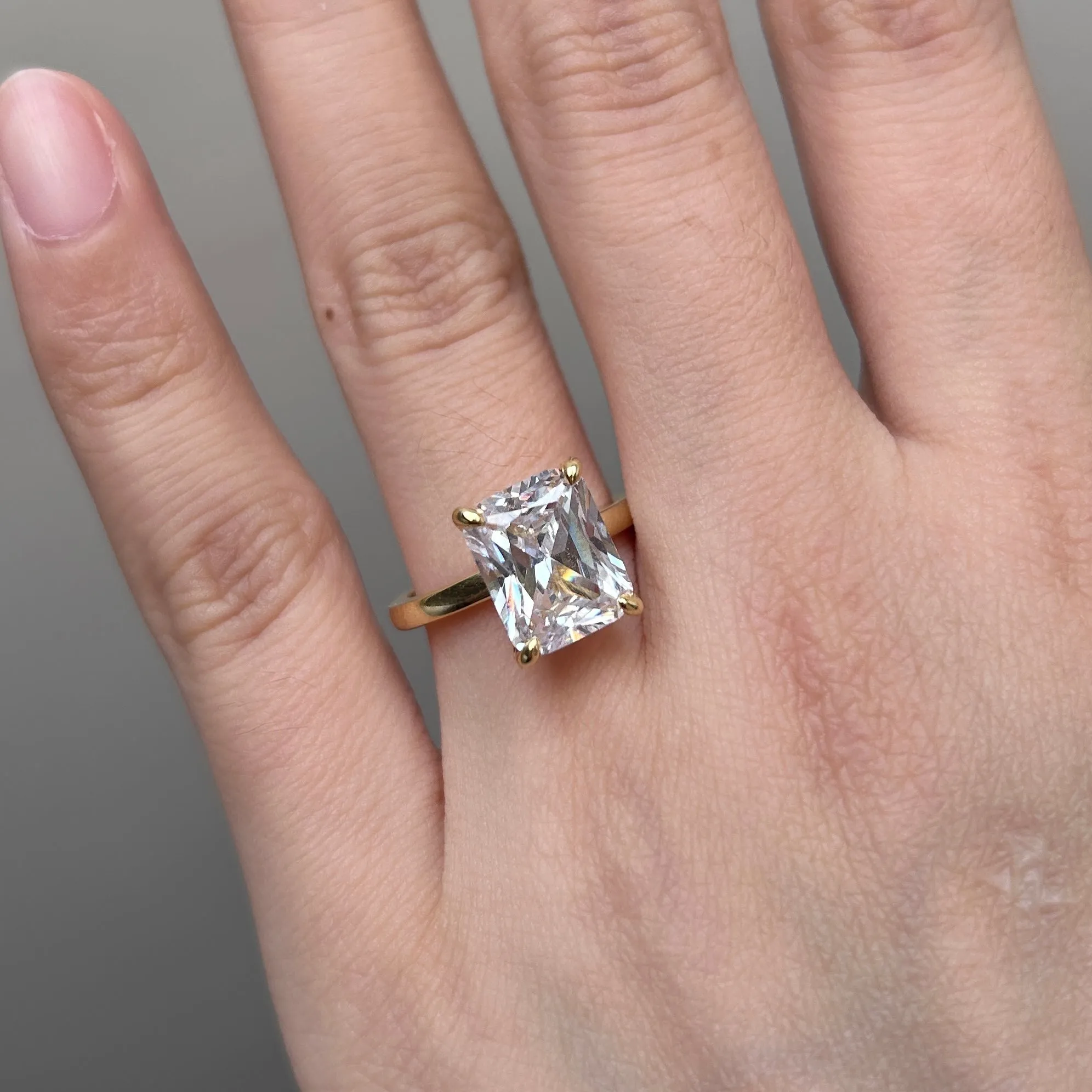 Stunning Radiant Cut Engagement Ring In Sterling Silver