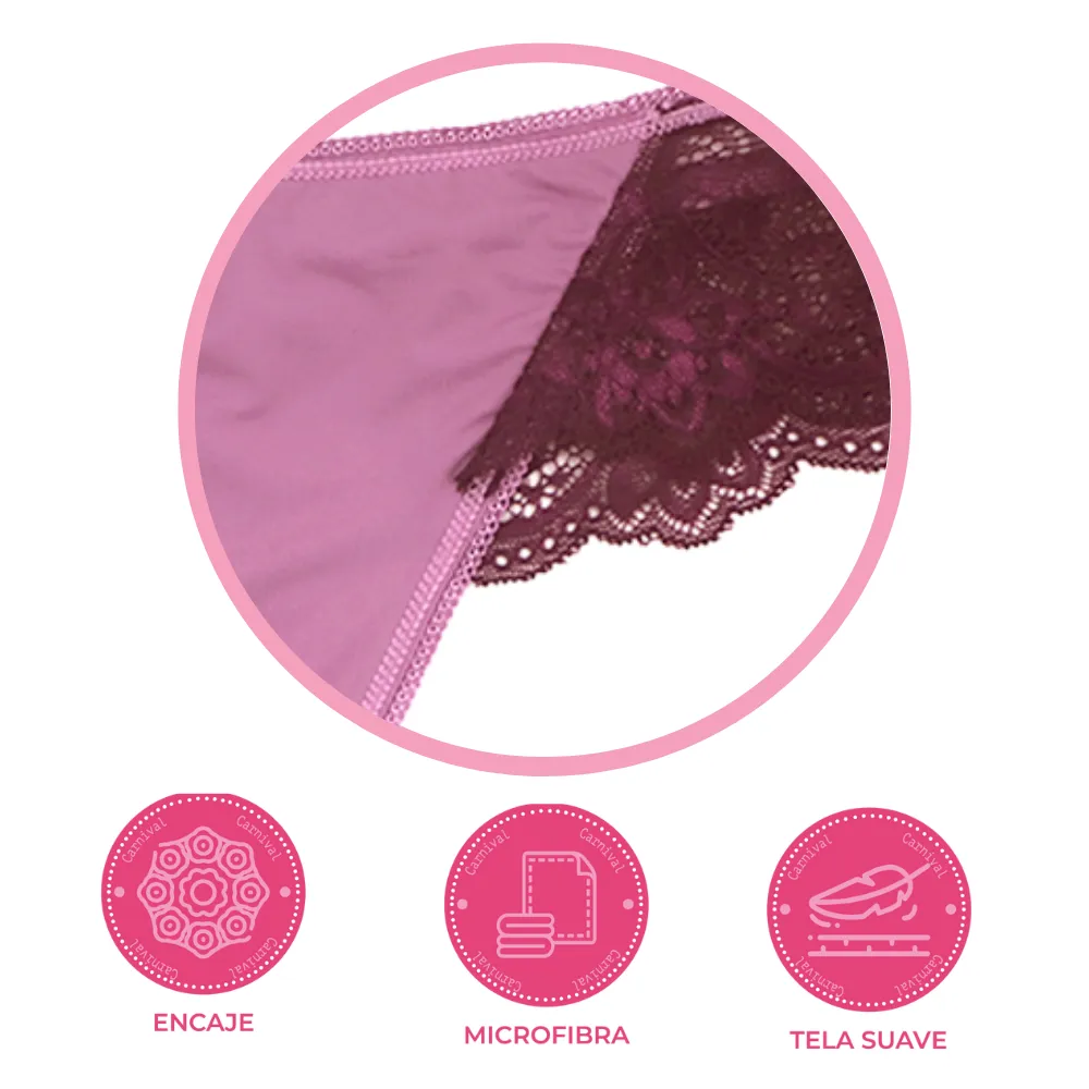 Tanga coordinable con detalles de encaje morado 64515 Carnival