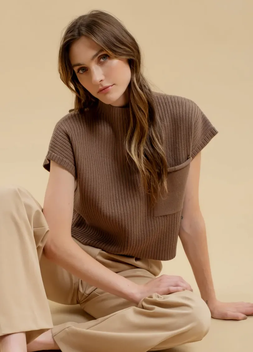 The Gigi Funnel Neck Short Sleeve Sweater