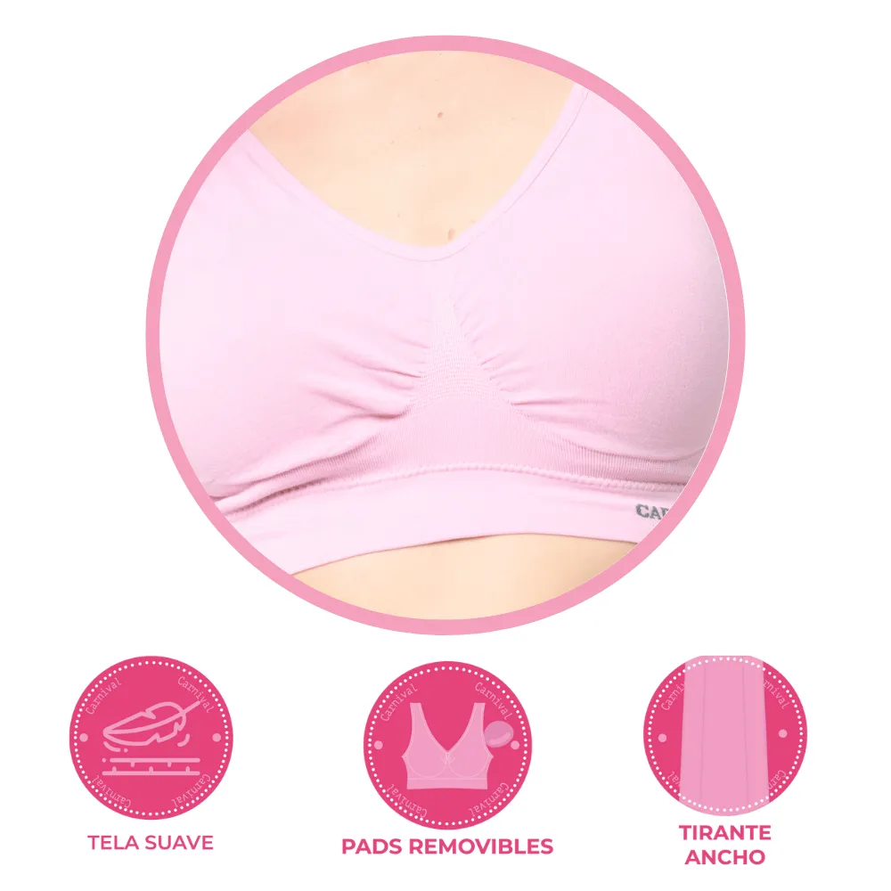 Top seamless con almohadillas removibles  rosa 5360 Carnival.