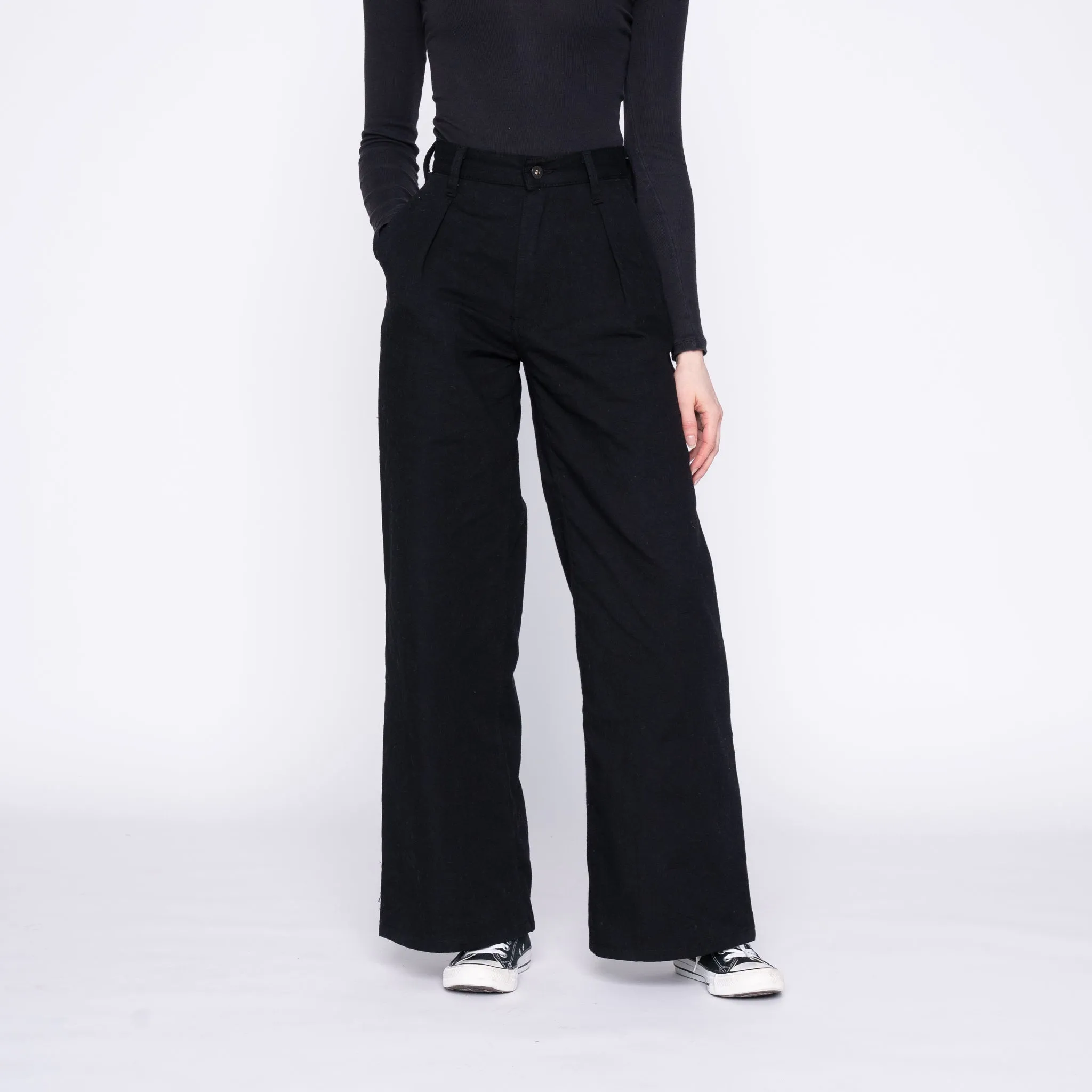 Wide Leg Trouser  - Rinsed Oxford - Black