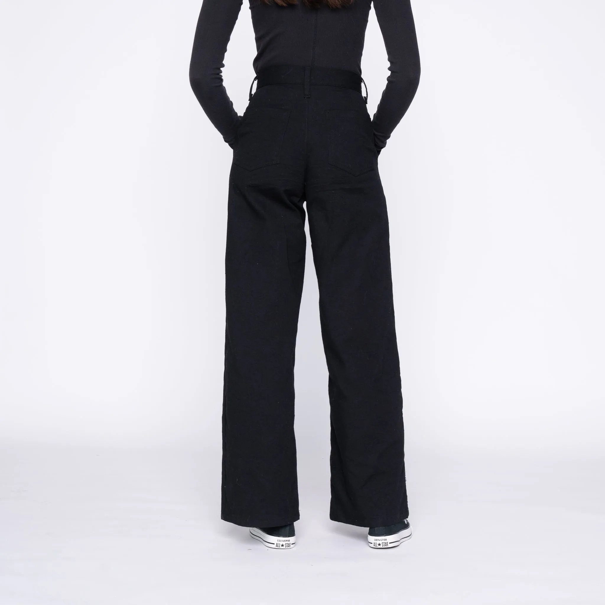 Wide Leg Trouser  - Rinsed Oxford - Black