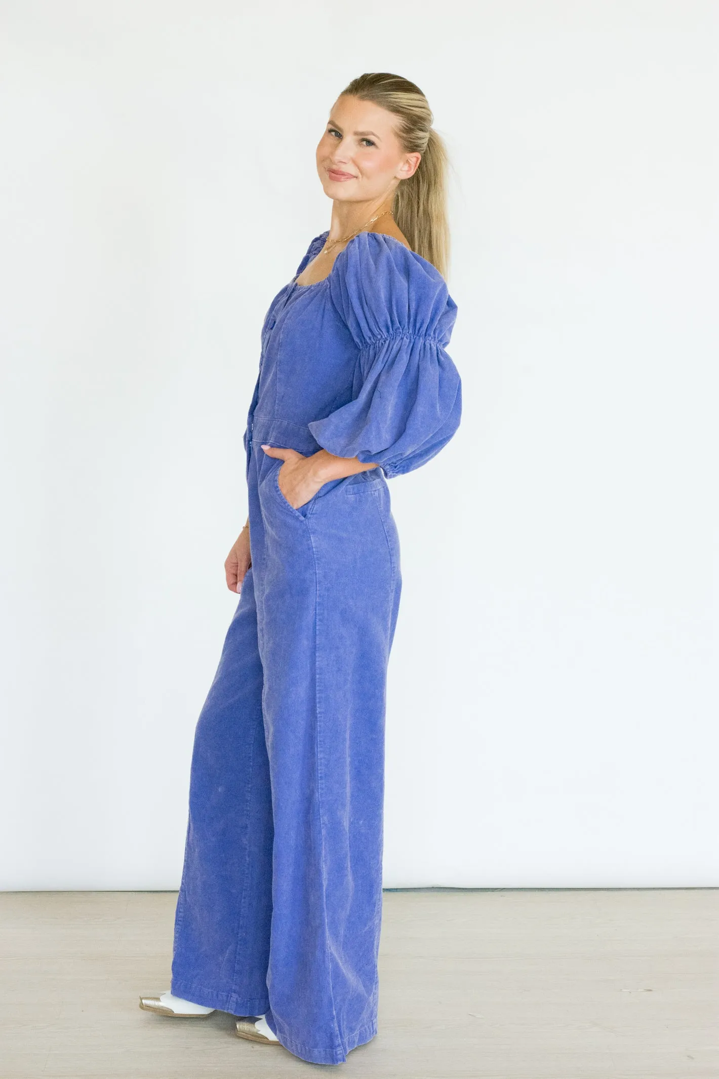 Wishful Heart Purple Corduroy Jumpsuit